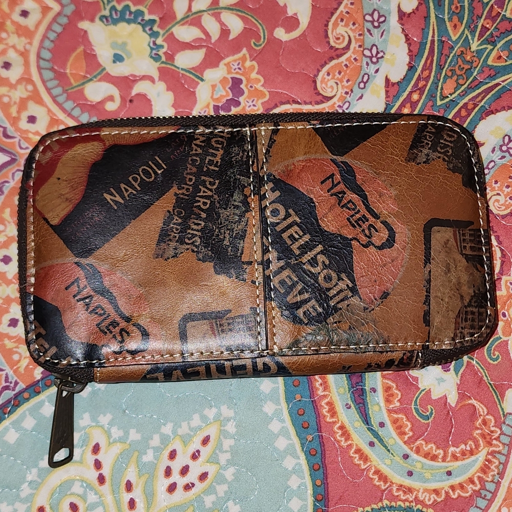 Patricia Nash Old World Traveler Patch Leather Wallet | Italian Cities